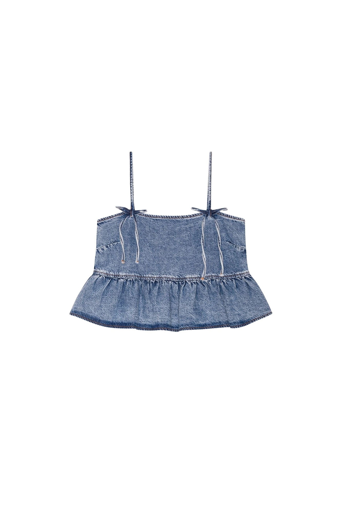 Top à bretelles en denim - Mid Blue Stone