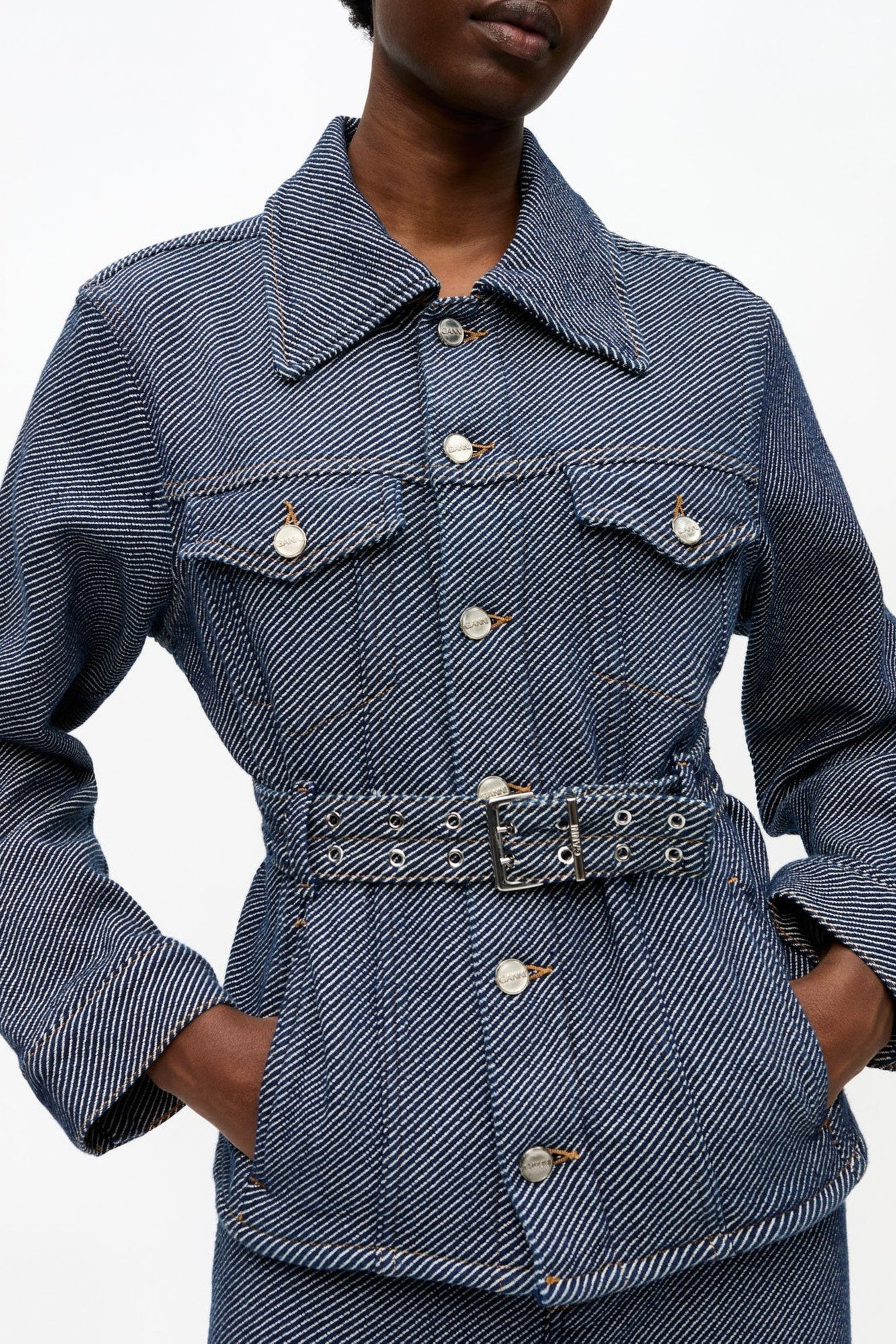 Short thick denim jacket - Rinse