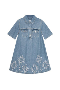 Short dress in broderie anglaise - Light Blue Stone