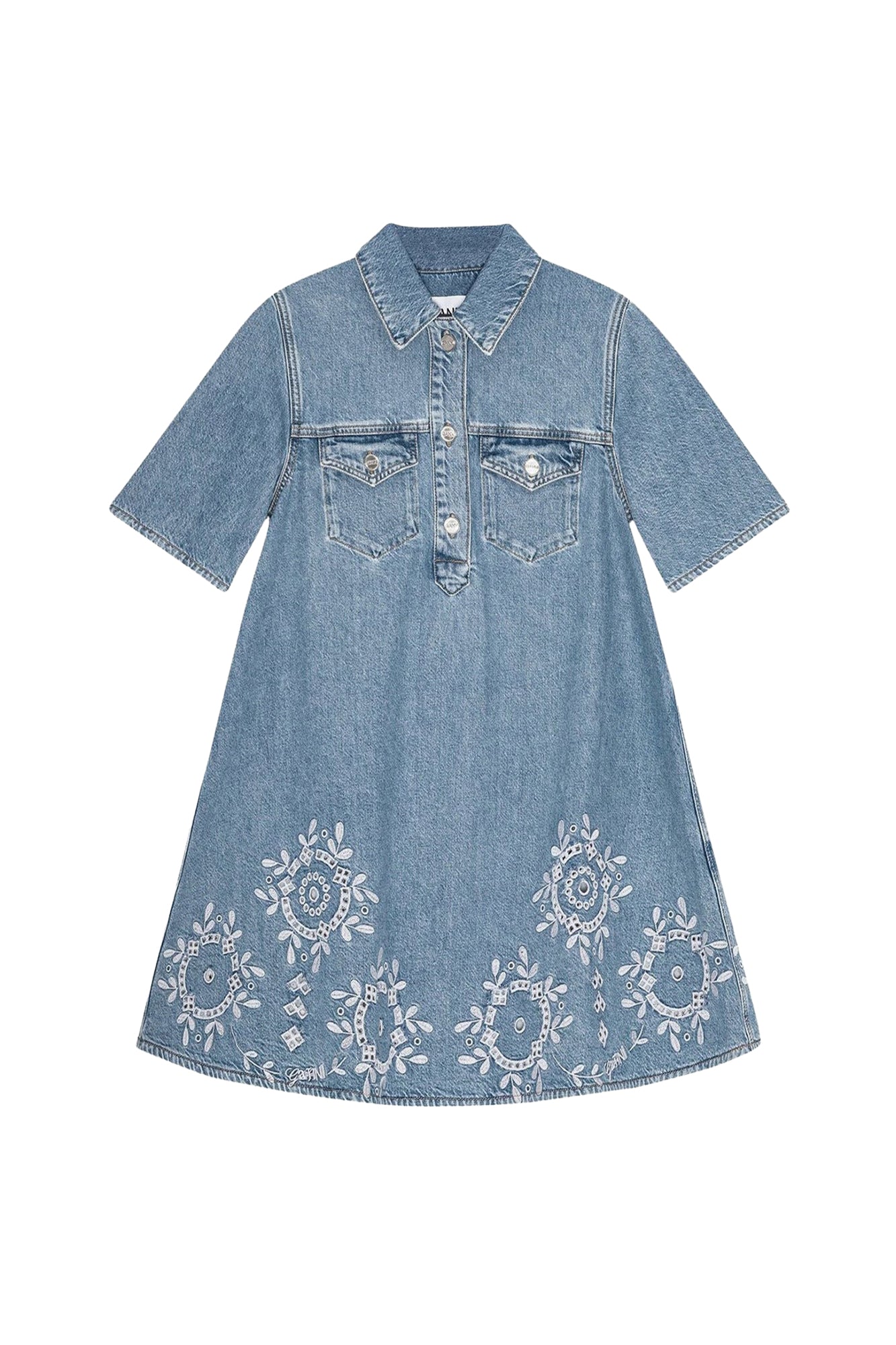 Short dress in broderie anglaise - Light Blue Stone