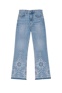 Betzy trousers with denim embroidery - Light Blue Stone