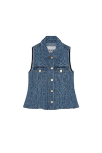 Gilet texturé en denim - Mid Blue Stone