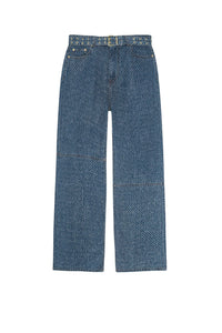 Pantalon Izey texturé en denim - Mid Blue Stone