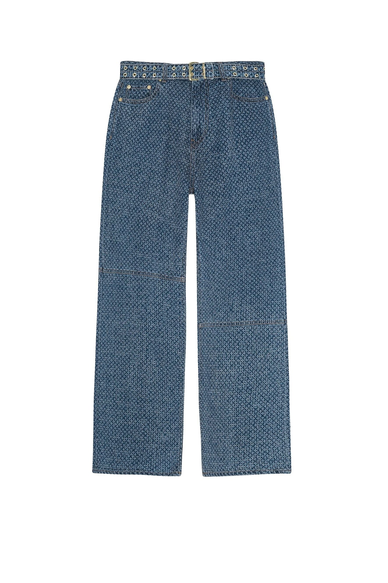 Pantalon Izey texturé en denim - Mid Blue Stone