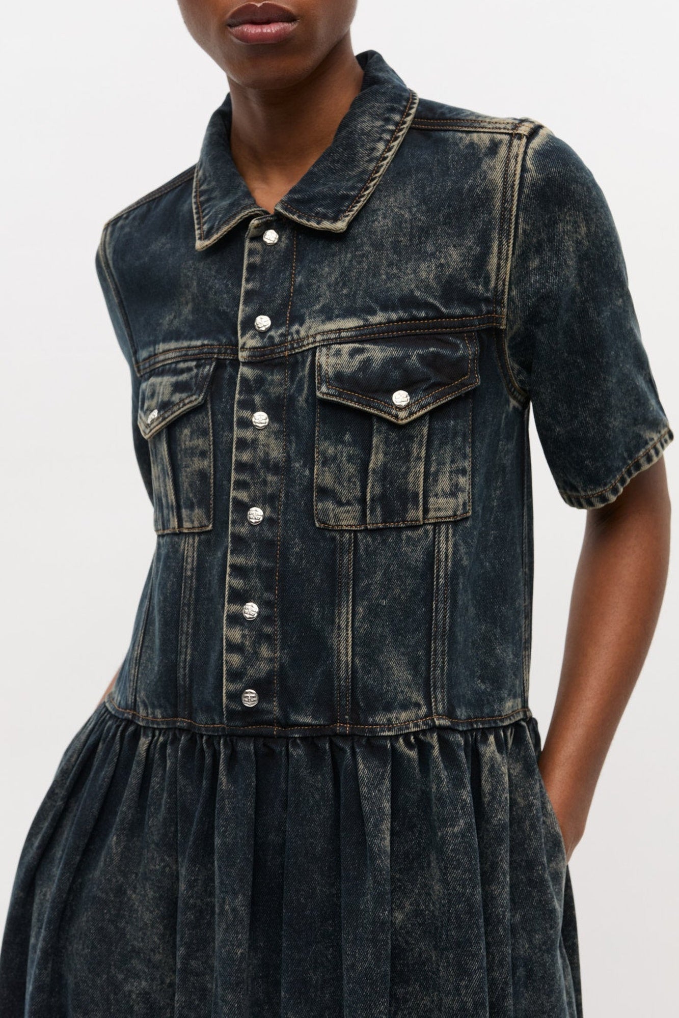 Washed denim dress - Black Washed