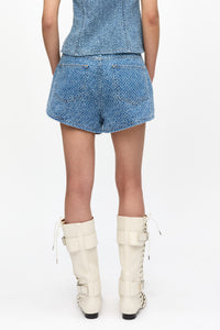 Short duveteux en denim - Mid Blue Stone