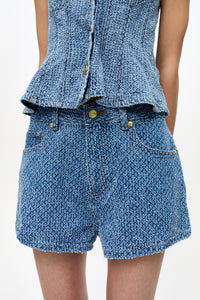 Short duveteux en denim - Mid Blue Stone