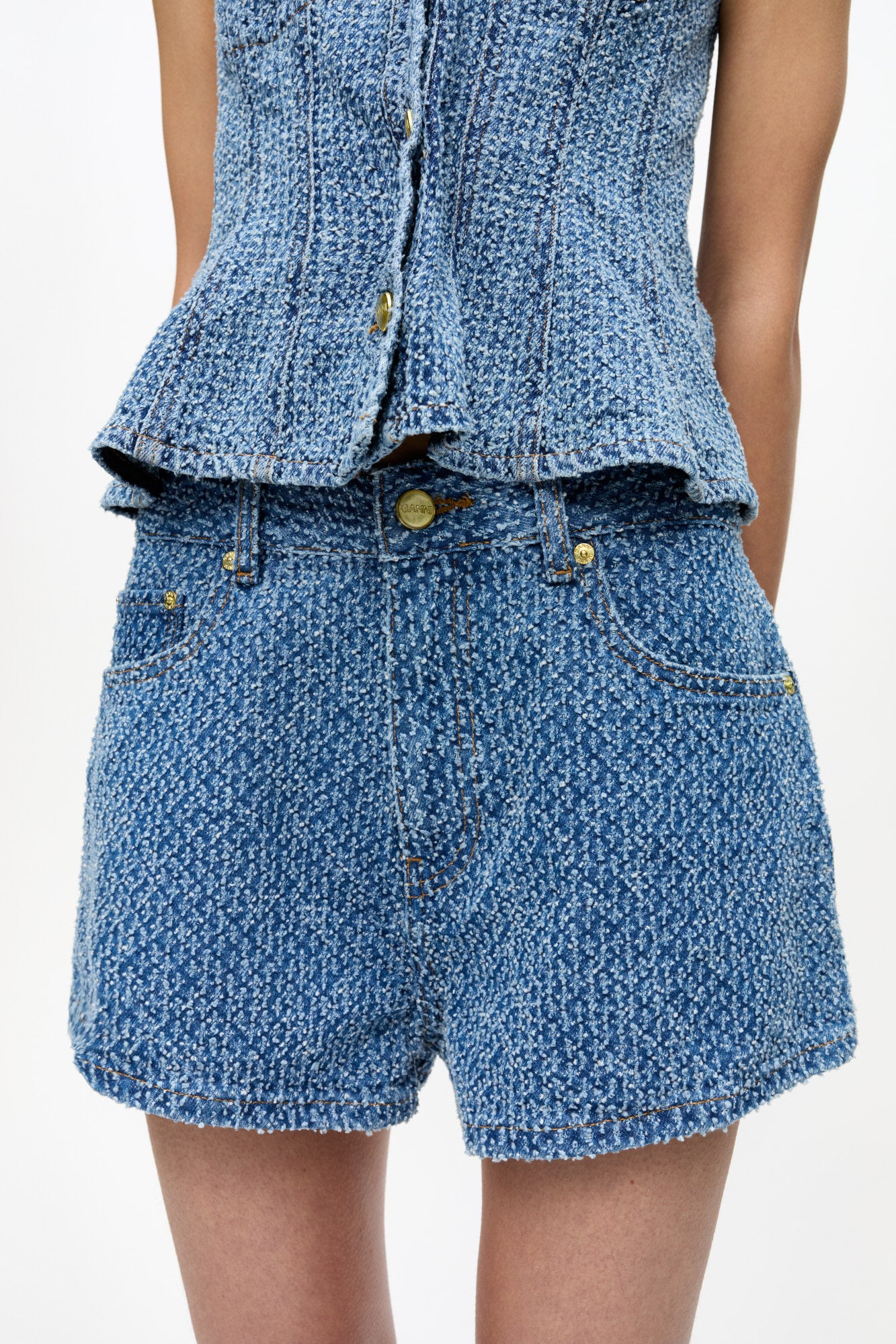 Short duveteux en denim - Mid Blue Stone