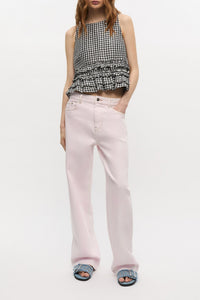 Pantalon Izey délavé en denim - Chalk Pink