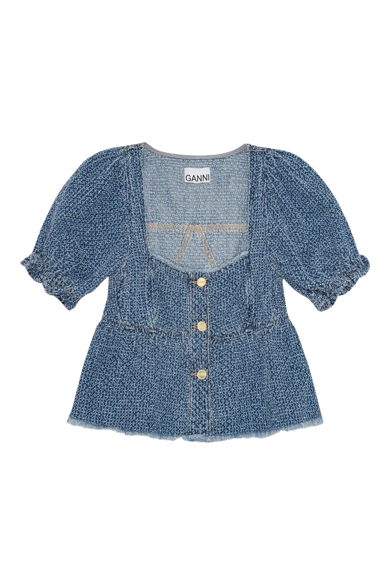Fluffy denim blouse - Mid Blue Stone