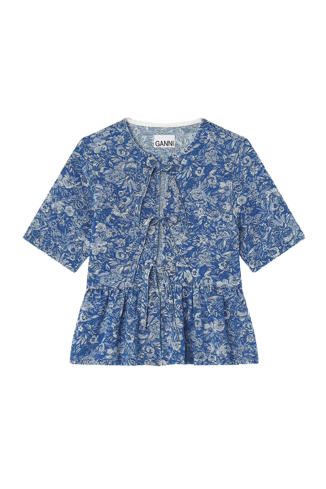 Basque blouse in Tapestry - Mid Blue Stone