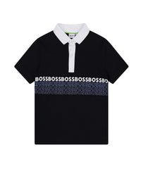 Fantasy print short-sleeved polo shirt - Cargo blue