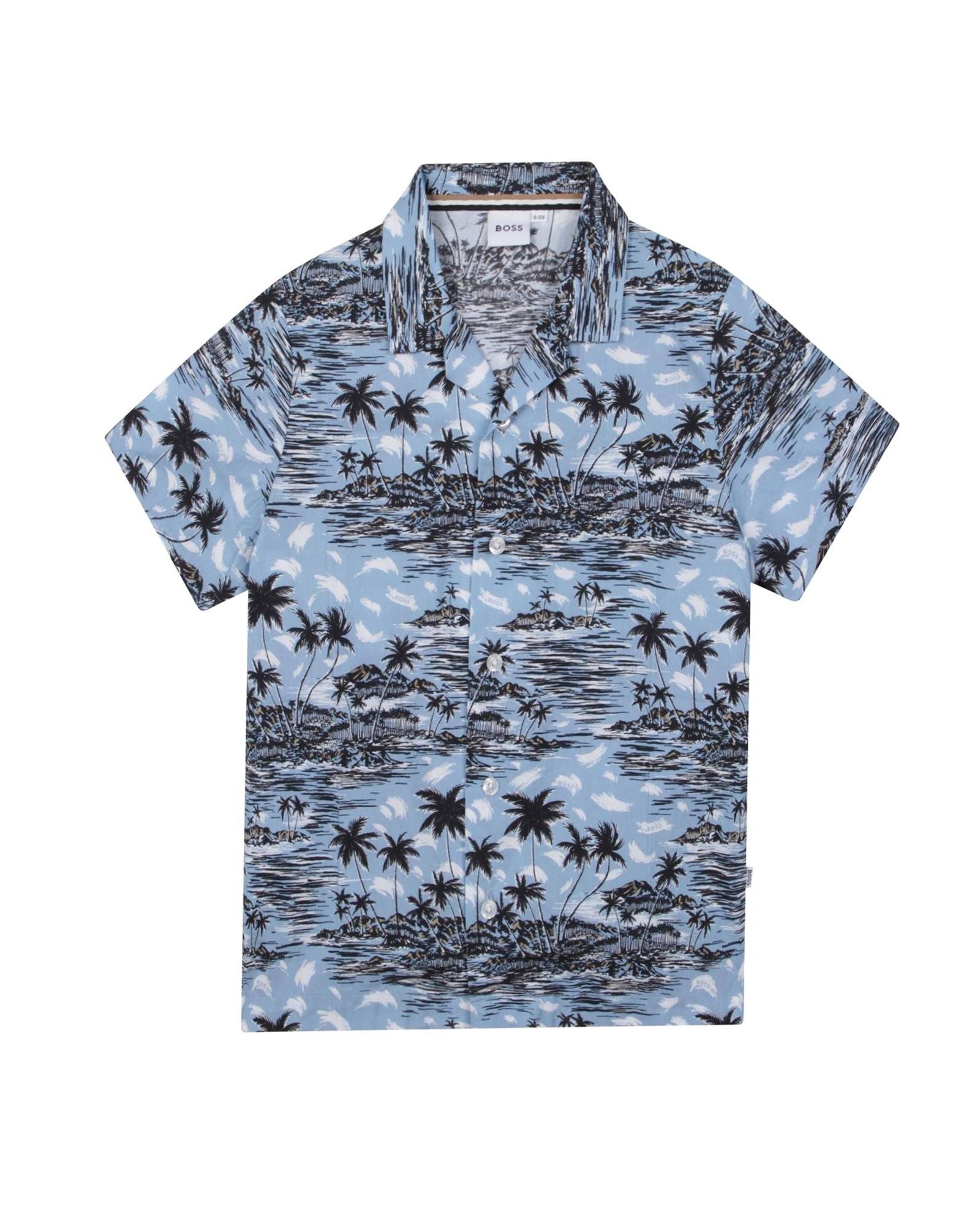 Chemise manches courtes en popeline - Light sky