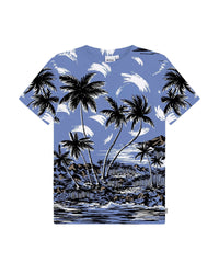 Organic palm-tree print short-sleeved T-shirt - Light sky