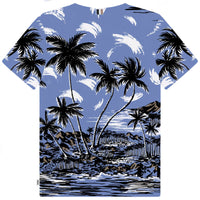 Organic palm-tree print short-sleeved T-shirt - Light sky