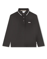 Polo à manches longues en coton - Black