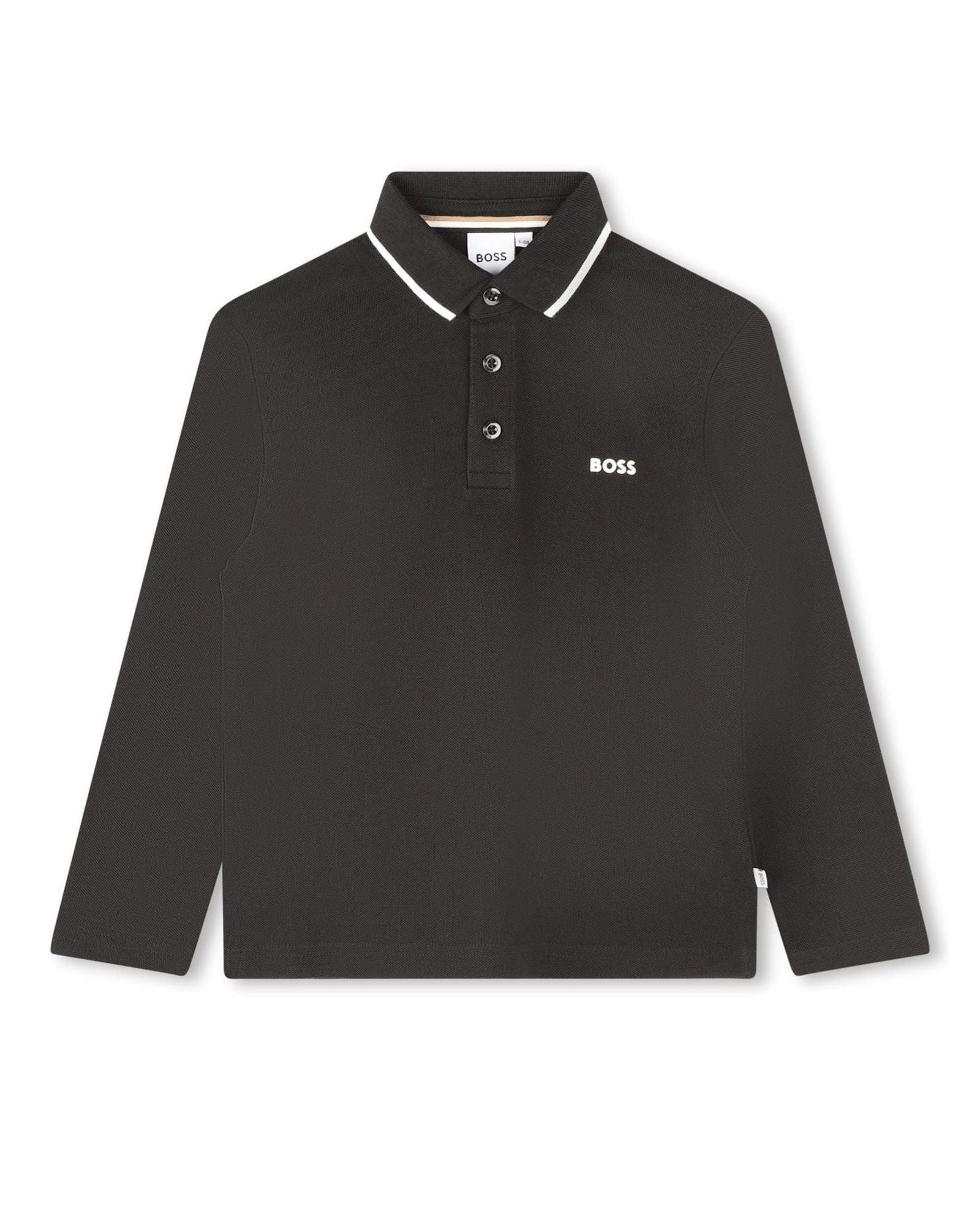 Polo à manches longues en coton - Black