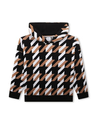 Pull à capuche en coton - Noir marron