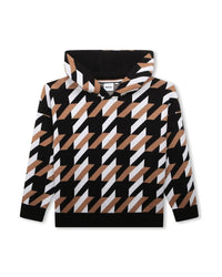 Pull à capuche en coton - Noir Marron