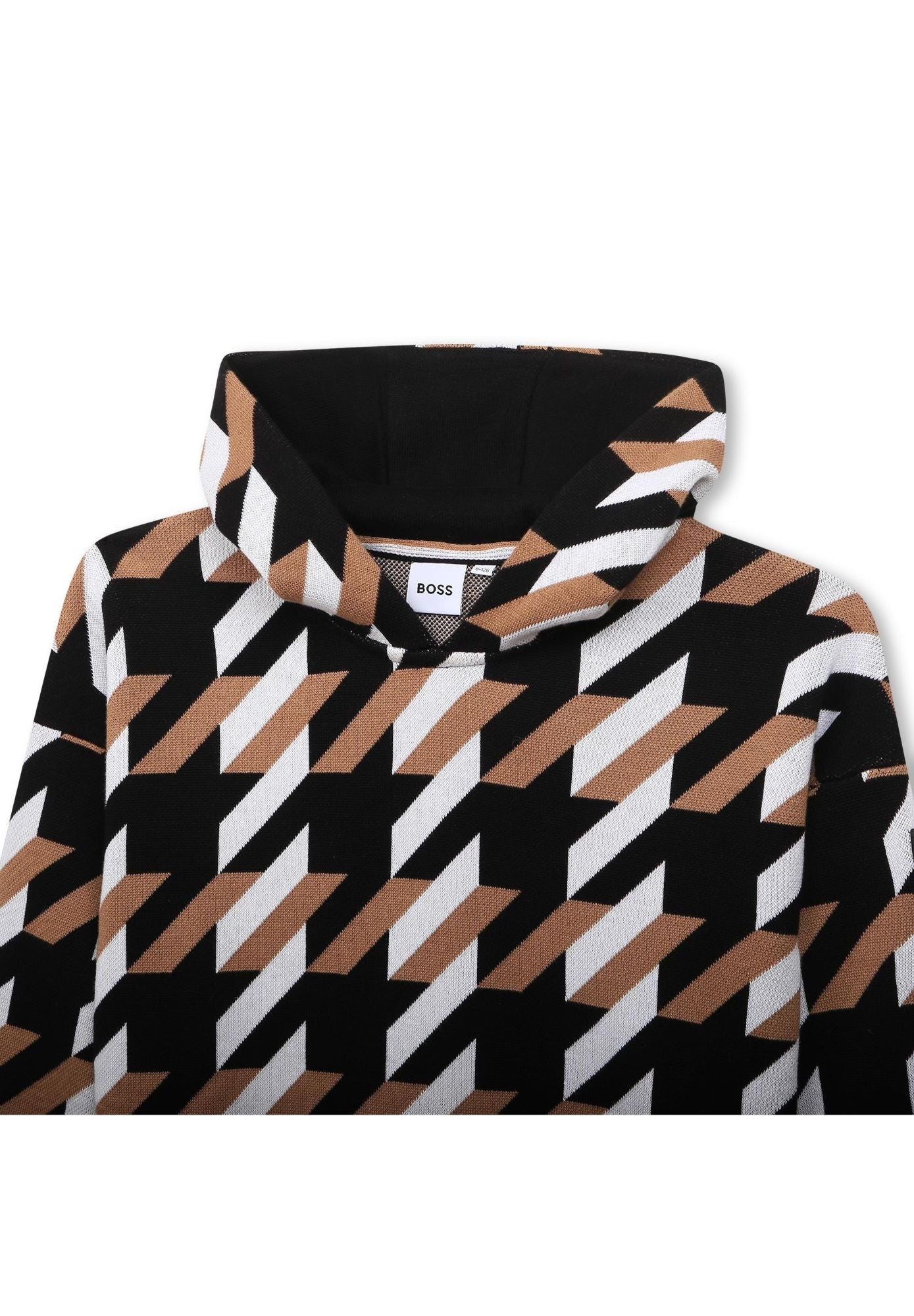 Pull à capuche en coton - Noir Marron