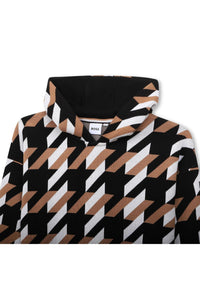 Pull à capuche en coton - Noir marron