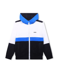 Cardigan à capuche en coton - Bleu cargo