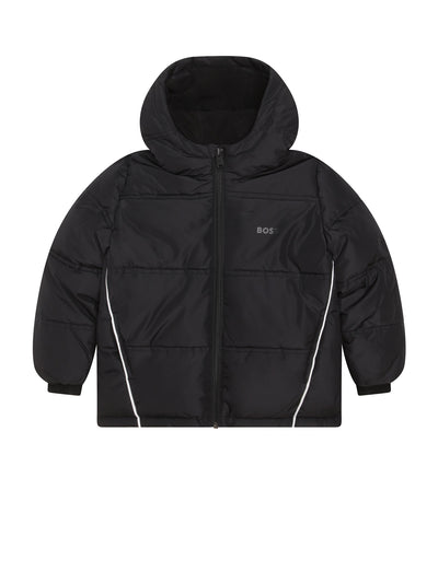 BOSS Long Sleeve Hooded Down Jacket - Black