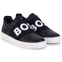 Flat leather trainers - Cargo blue
