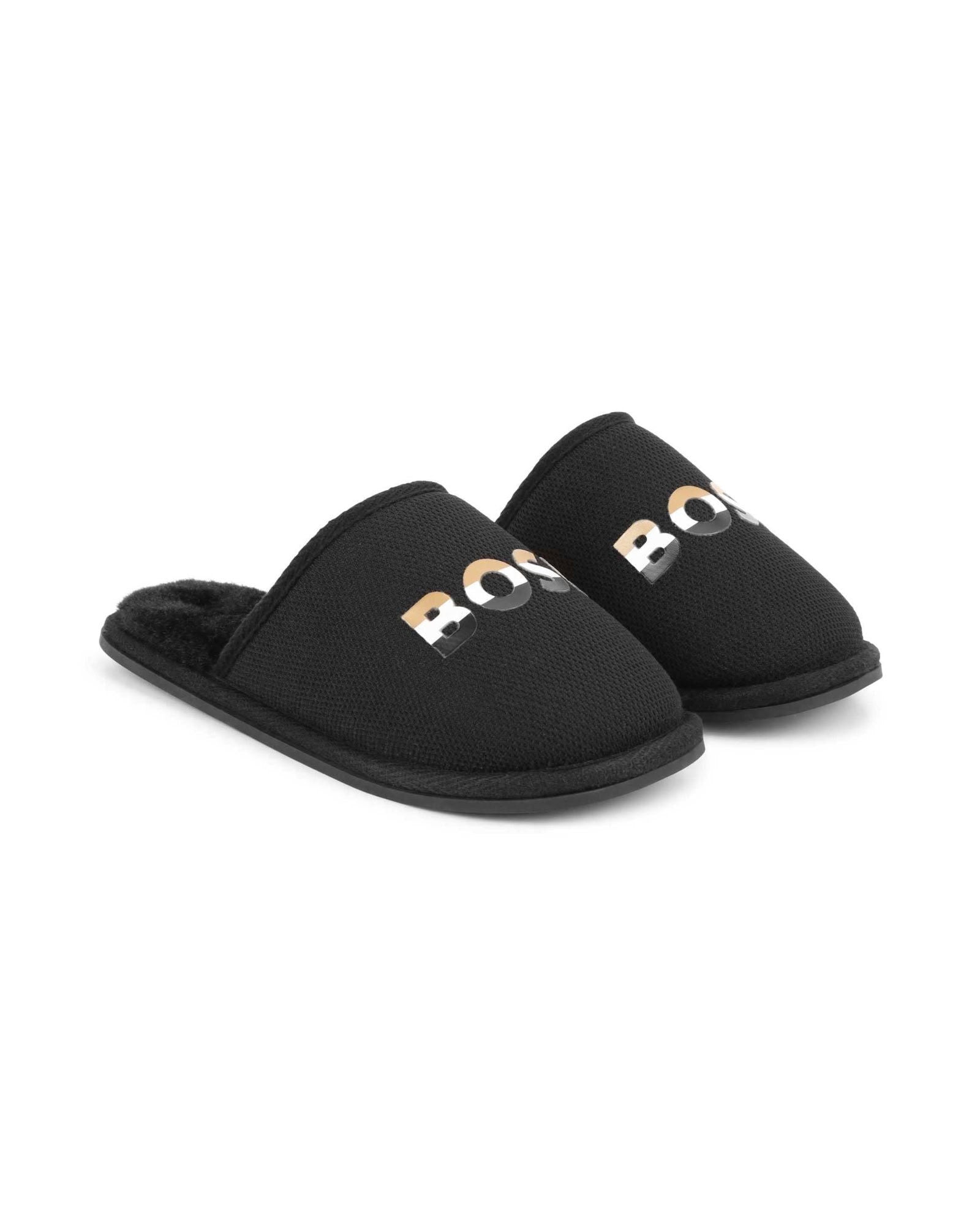 Chaussons siglé en tissu - Black