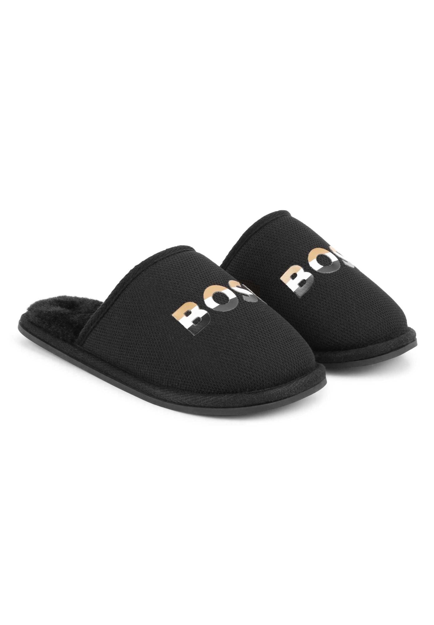 Chaussons siglé en textile - Black