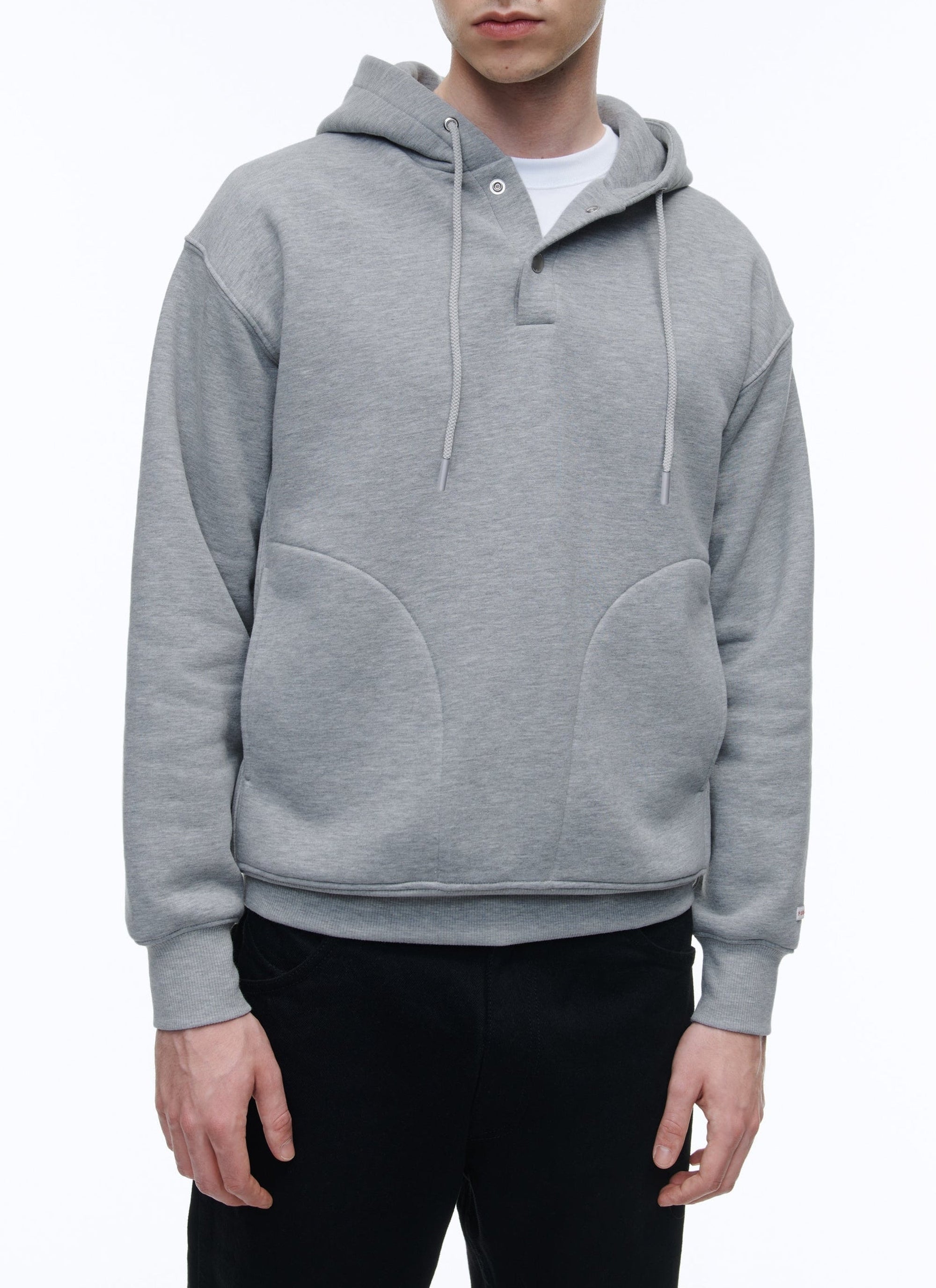 Sweat à capuche à découpes - Gris Moyen