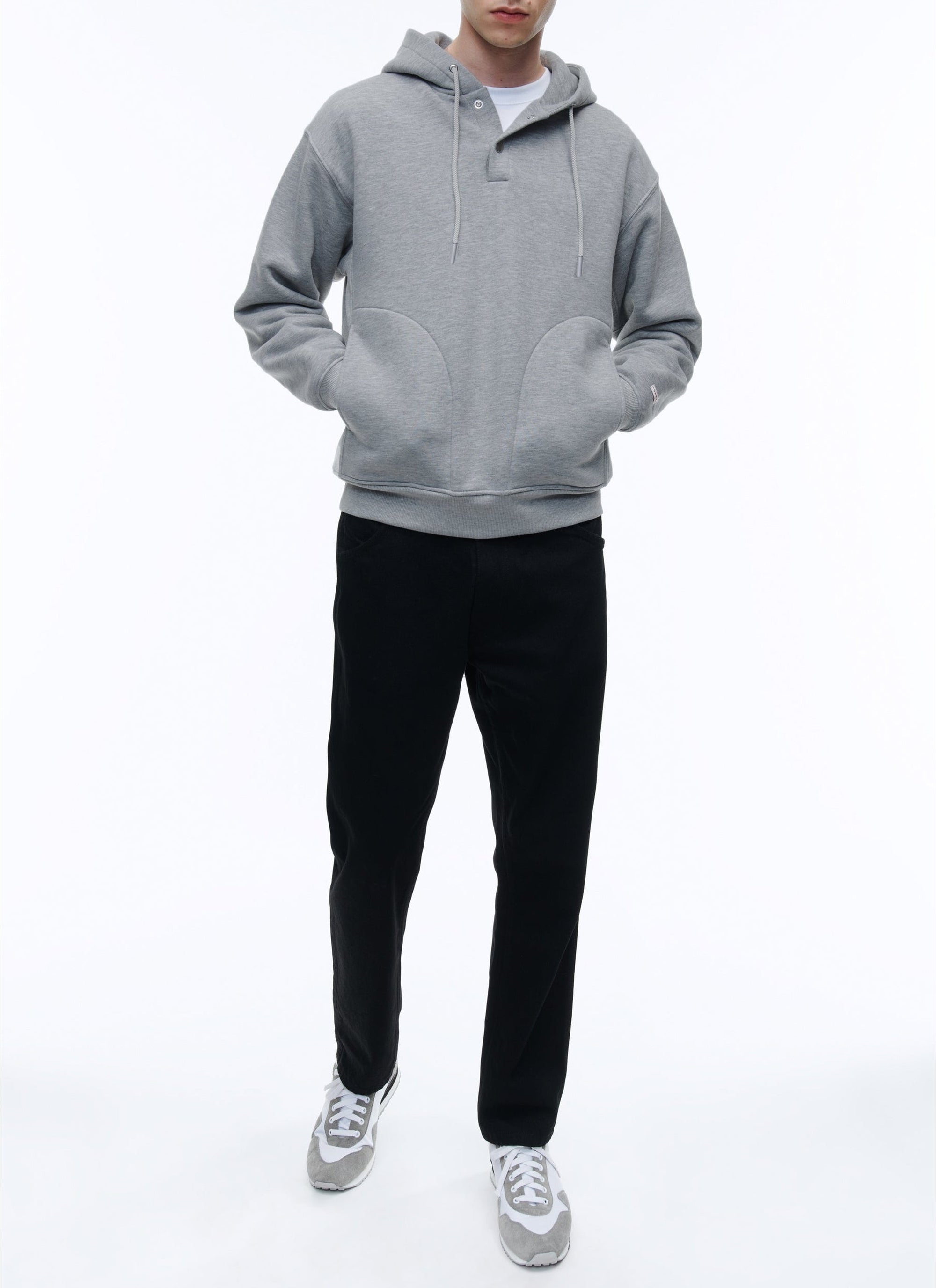 Sweat à capuche à découpes - Gris Moyen