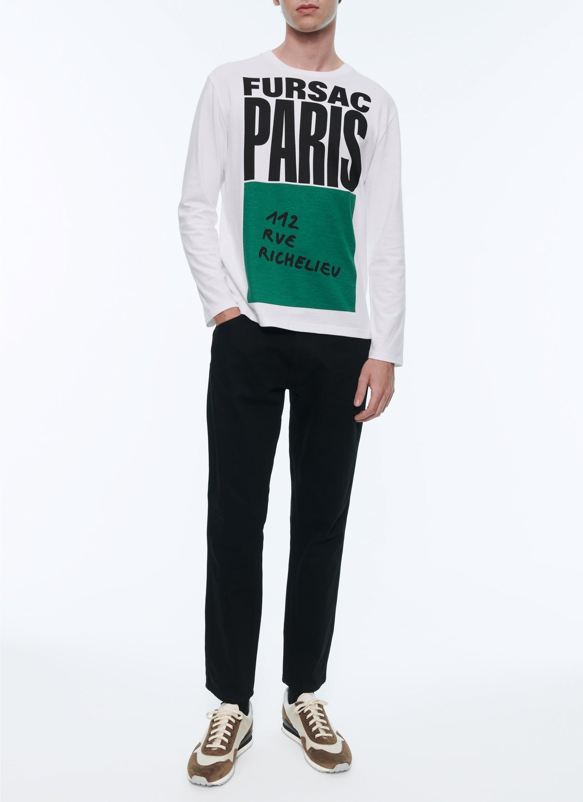 T-shirt manches longues à imprimé - Blanc