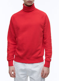 Sweatshirt col roulé en jersey de coton - Rouge