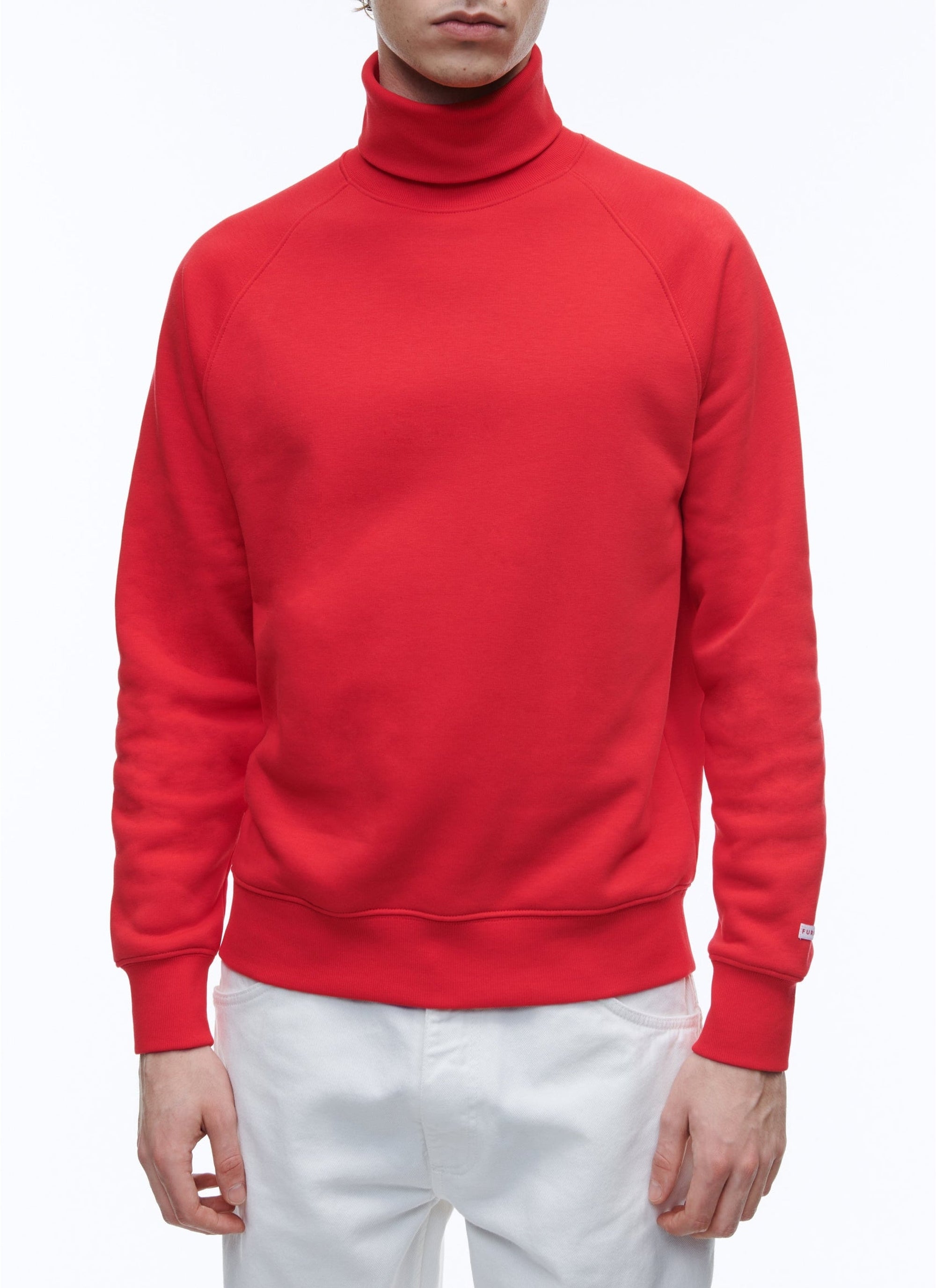 Sweatshirt col roulé en jersey de coton - Rouge