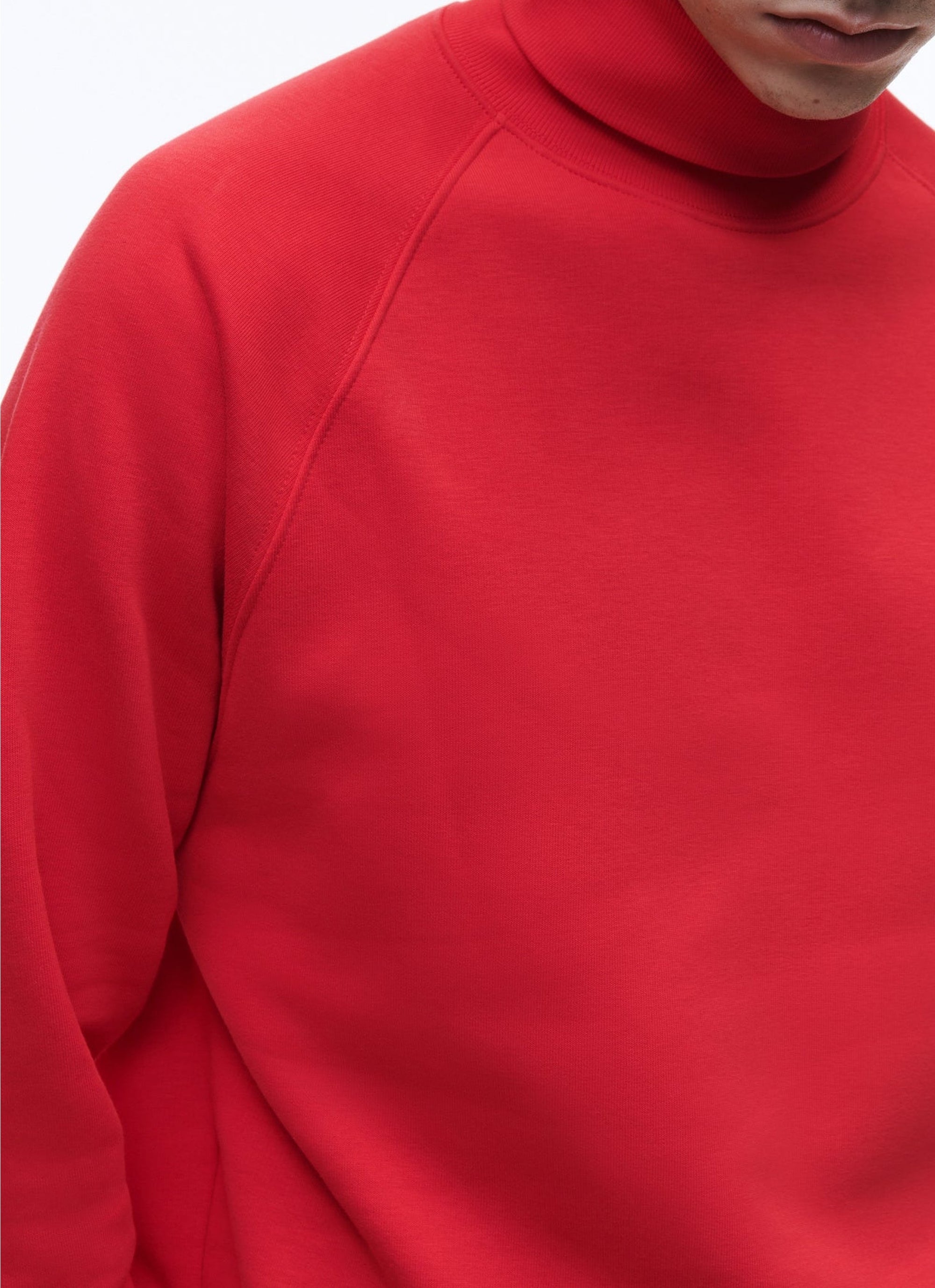 Sweatshirt col roulé en jersey de coton - Rouge