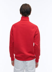 Sweatshirt col roulé en jersey de coton - Rouge