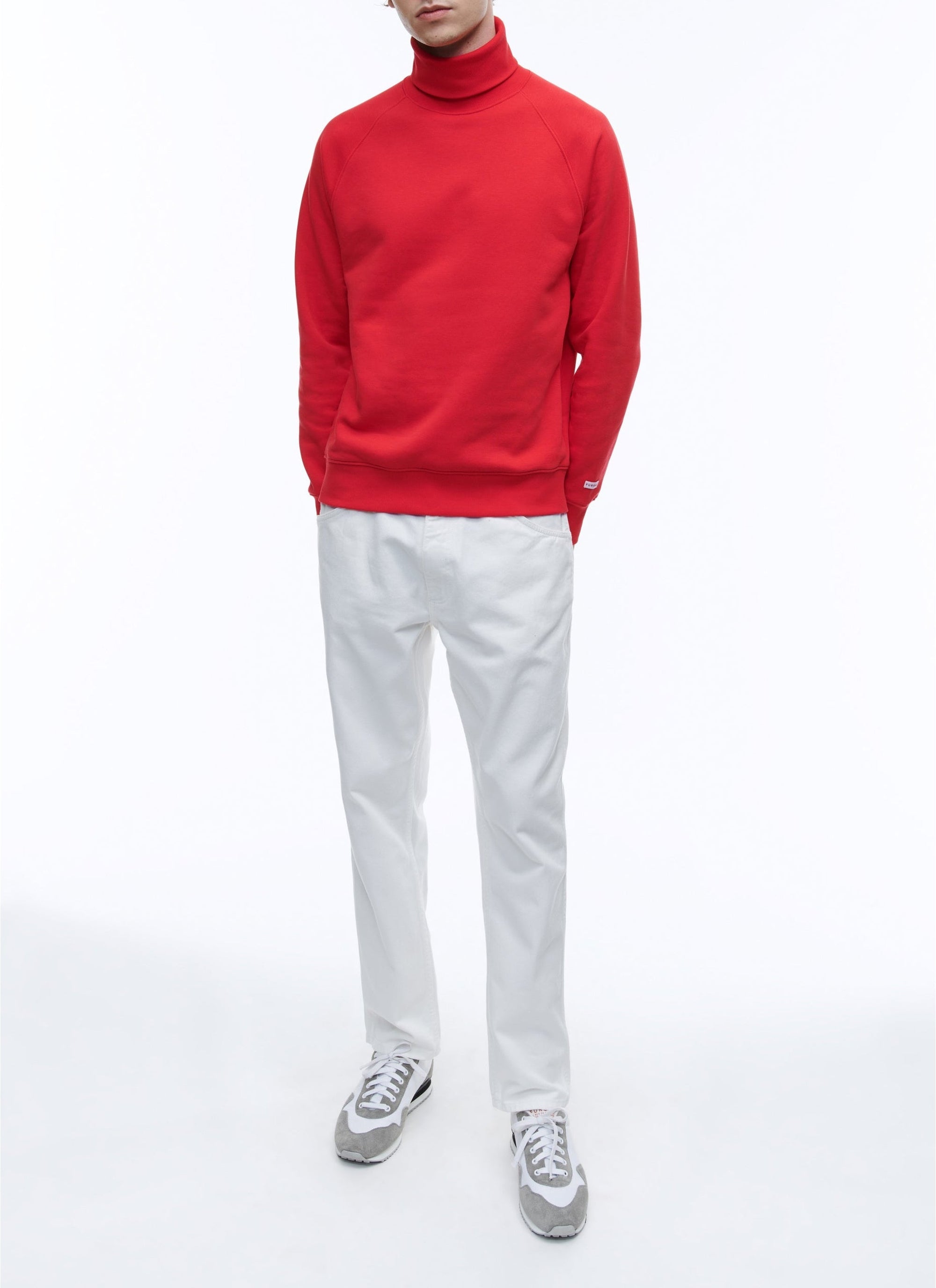 Sweatshirt col roulé en jersey de coton - Rouge