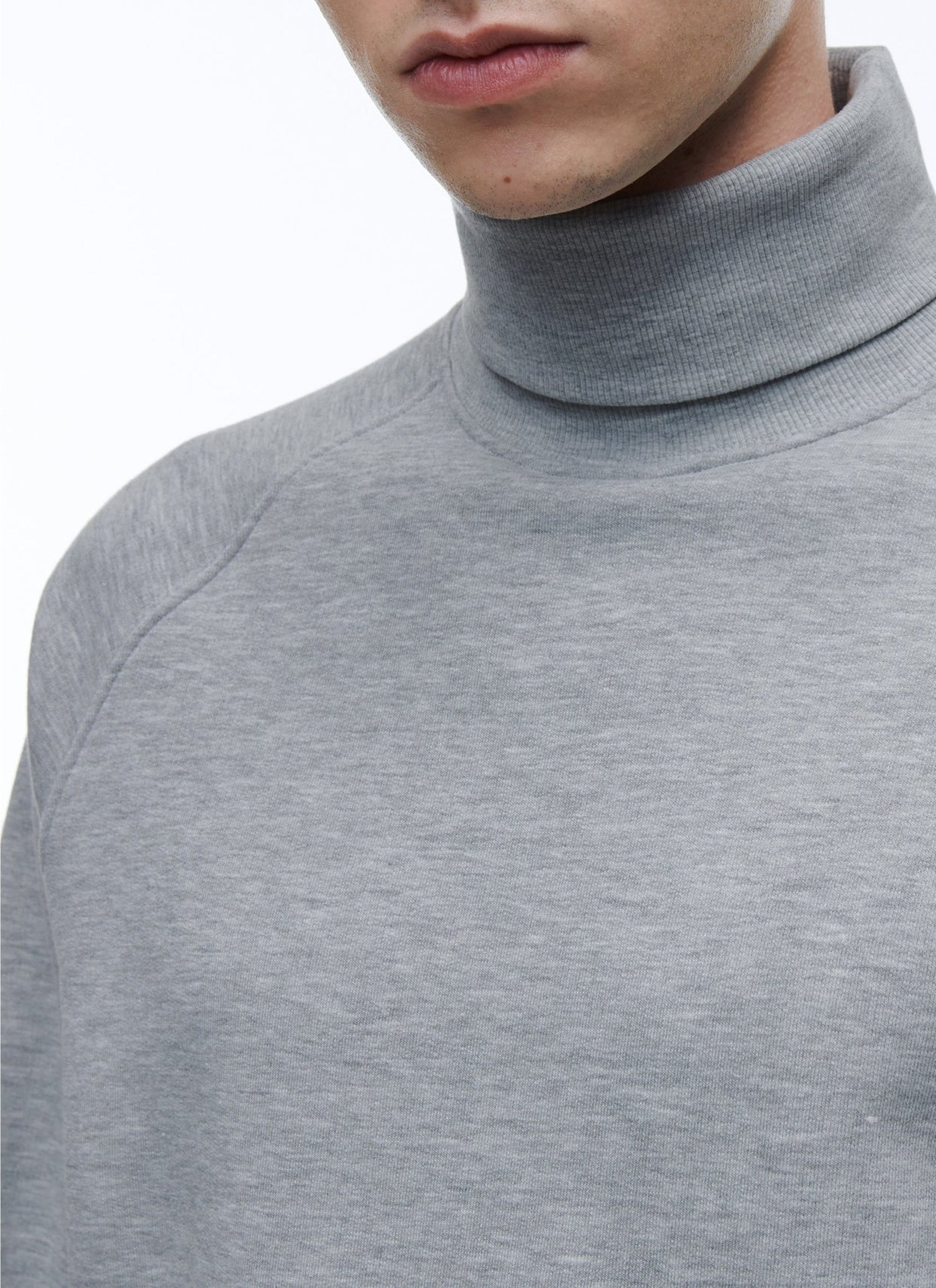 Sweatshirt col roulé en jersey de coton - Gris