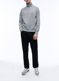 Sweatshirt col roulé en jersey de coton - Gris