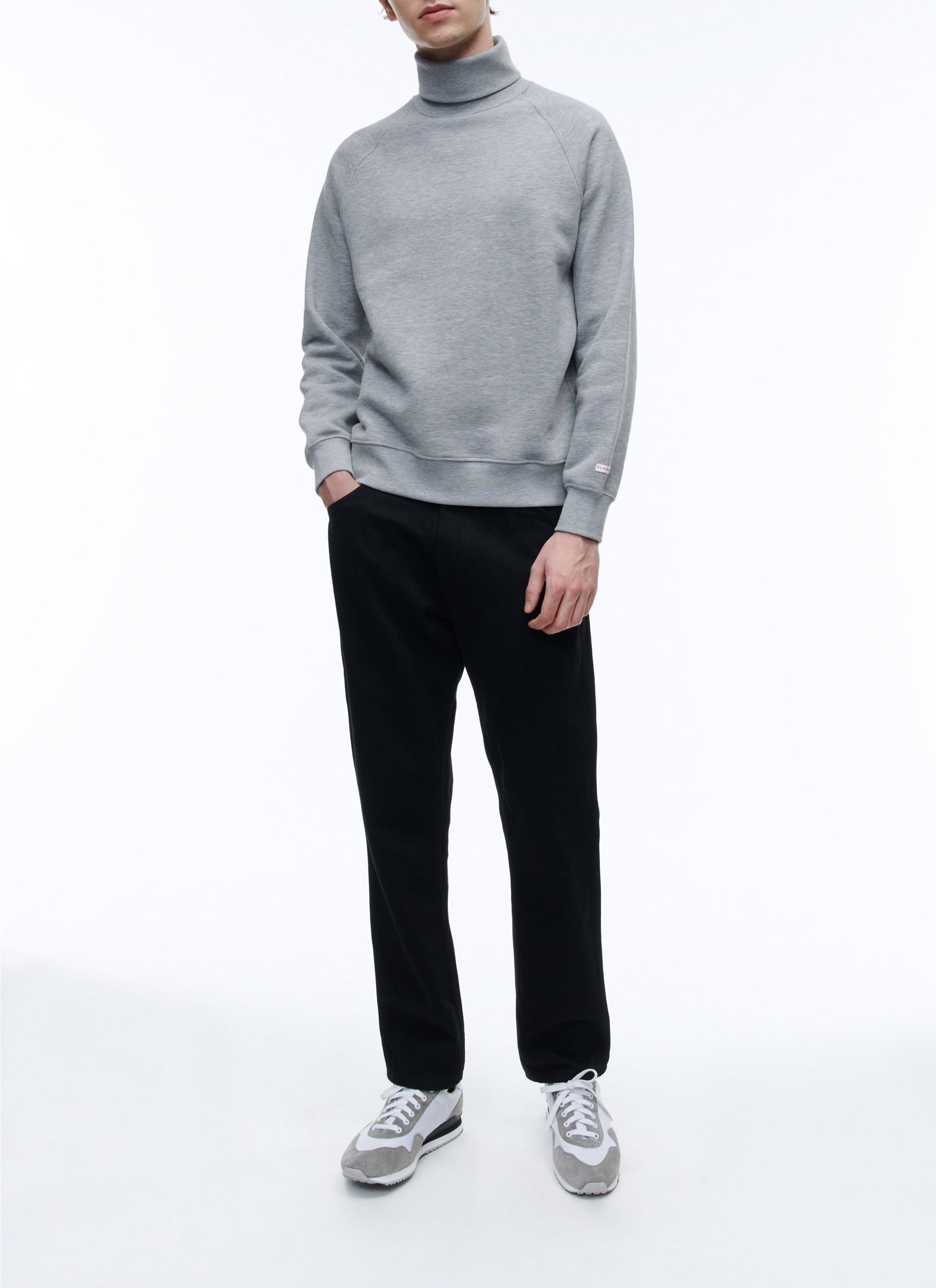 Sweatshirt col roulé en jersey de coton - Gris