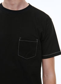 T-shirt brodé à poche - Noir