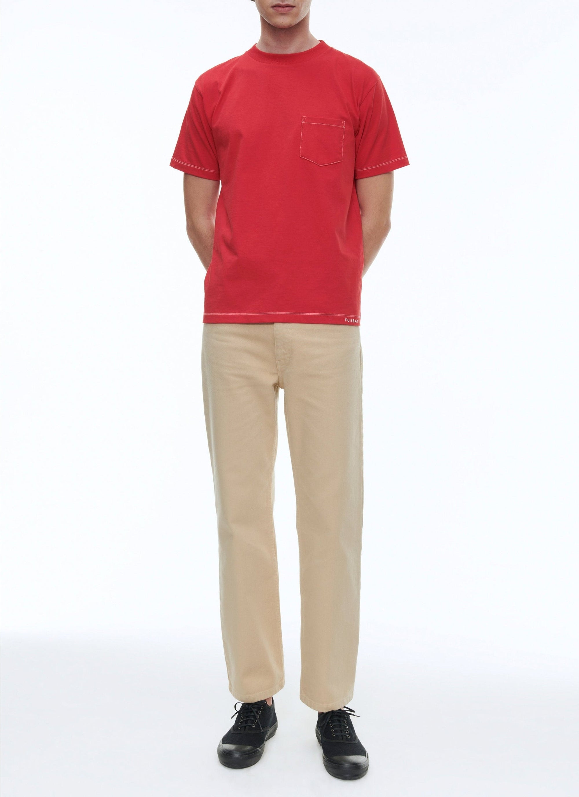 T-shirt brodé à poche - Vermillon