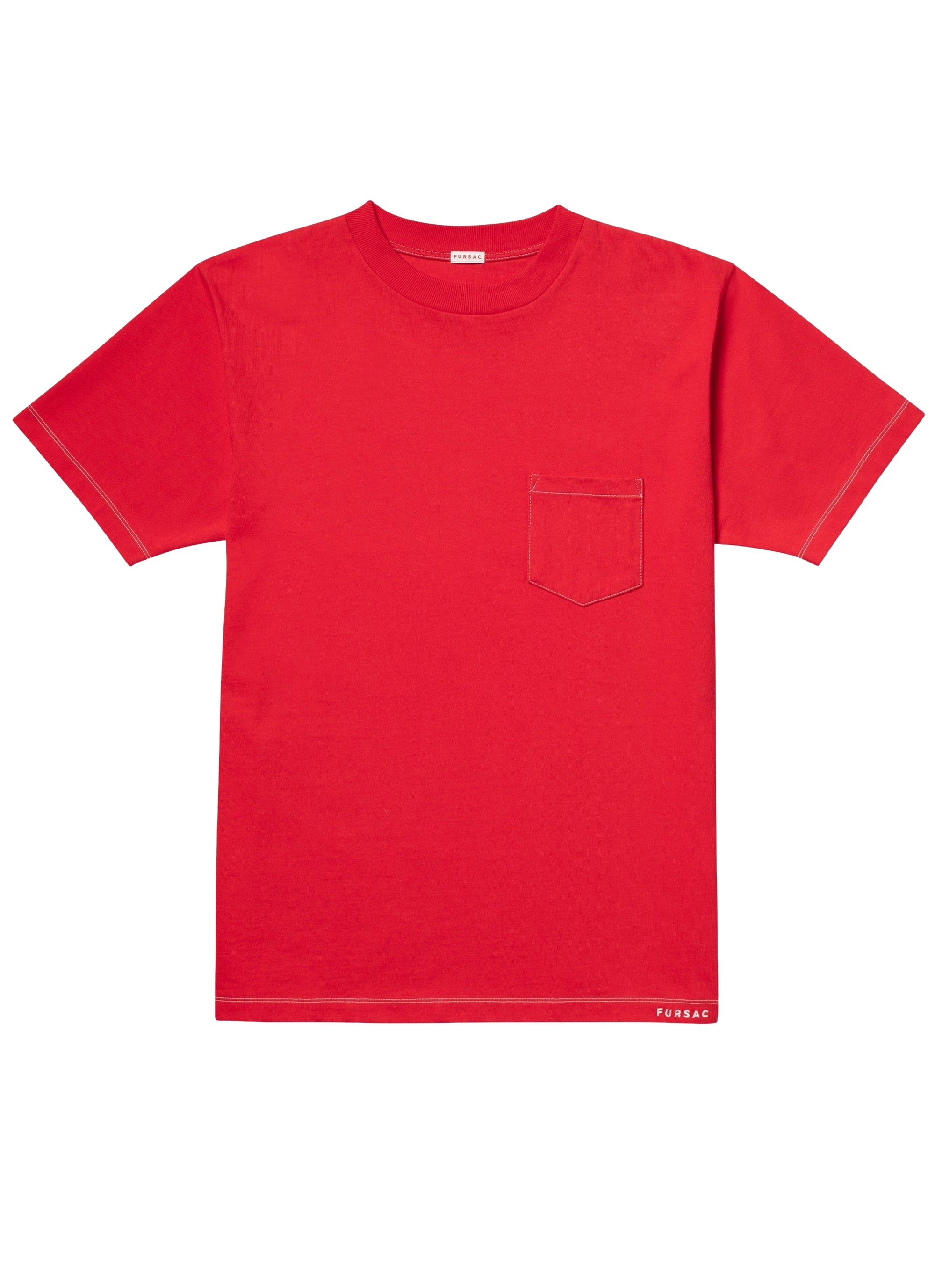 T-shirt brodé à poche - Vermillon