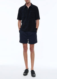 Terry cotton jersey polo shirt - Navy blue