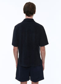 Terry cotton jersey polo shirt - Navy blue