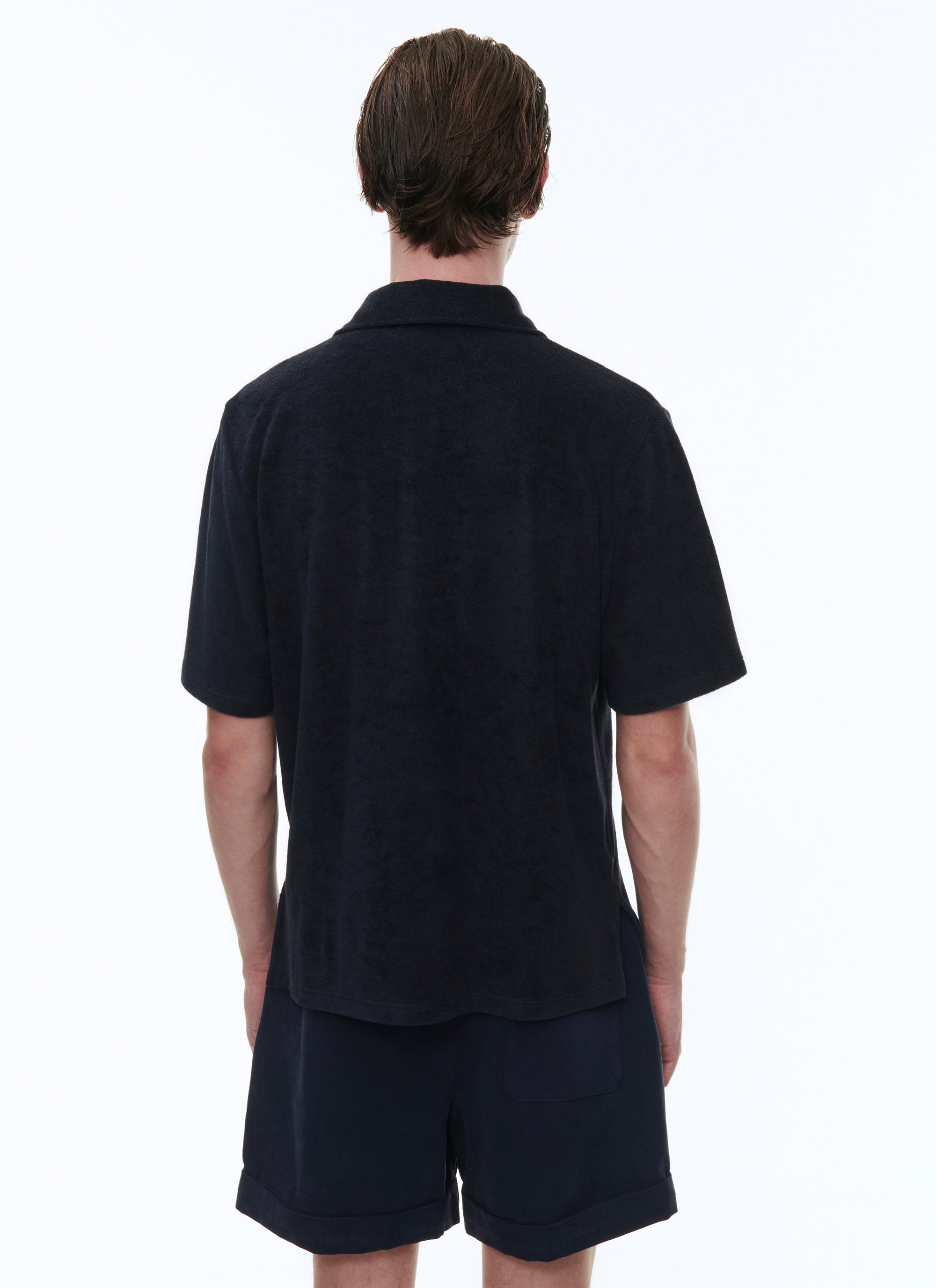 Terry cotton jersey polo shirt - Navy blue