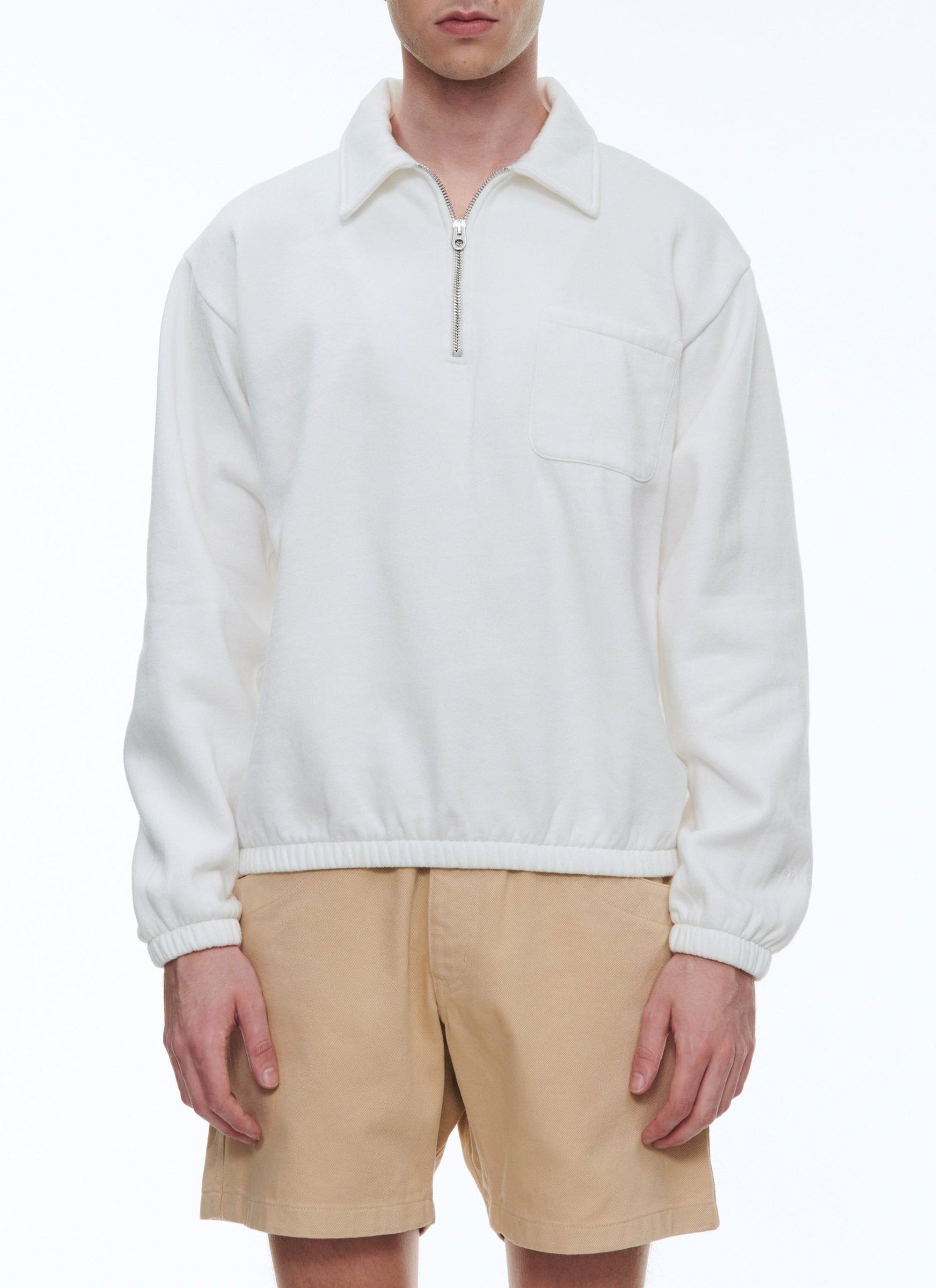 Sweatshirt à col zippé - Blanc
