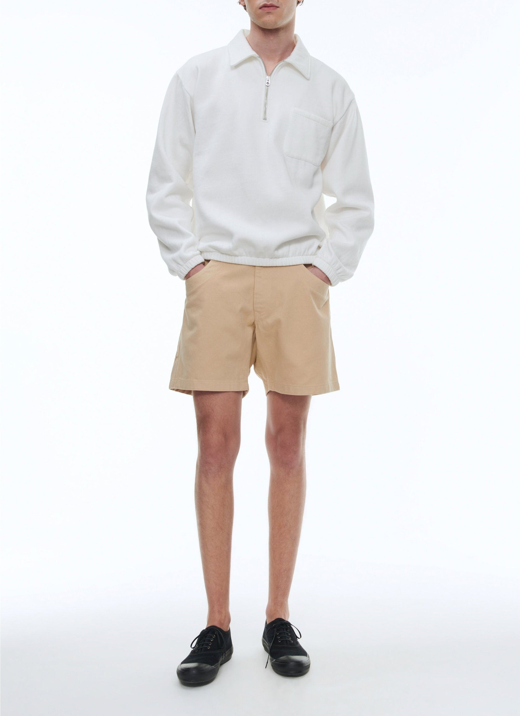 Sweatshirt à col zippé - Blanc