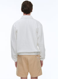 Sweatshirt à col zippé - Blanc